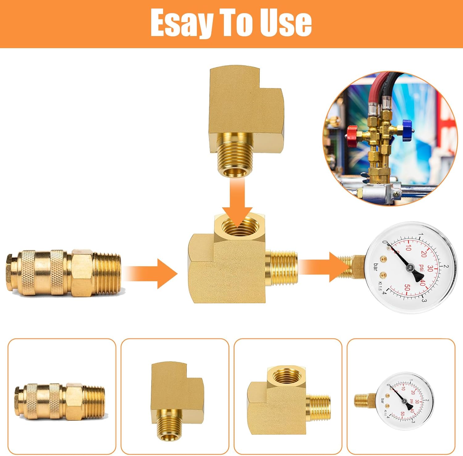 2 Pcs 1/8'' Npt Tee Barstock Street Tee Fittings 1/8
