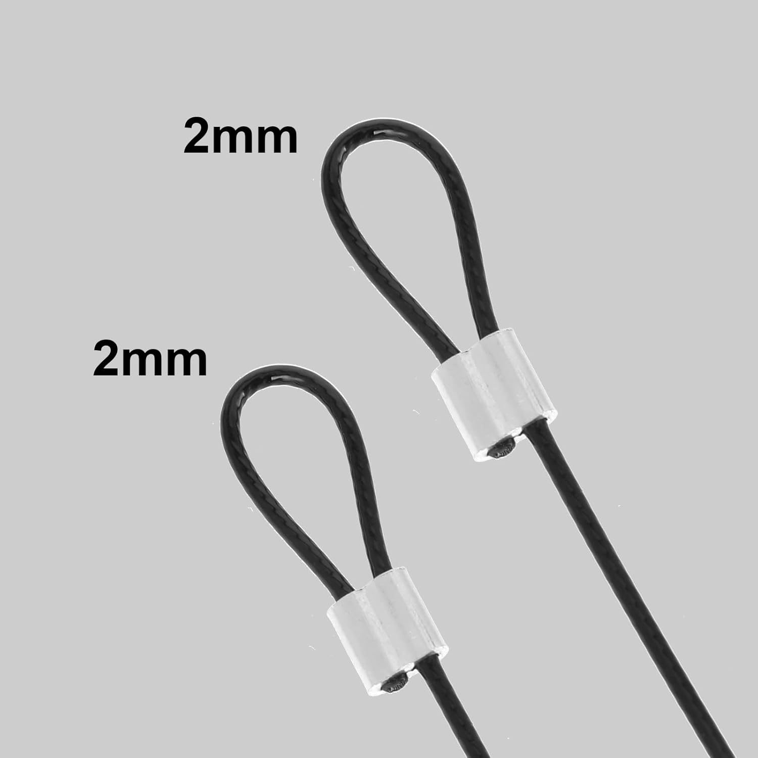 10PCS Stainless Steel Cable with Loops, 12 Inch 2mm Security Cable Short Wire Lock Cable Lanyard Chain Link Lock Vinyl Coated Thin Wire Rope for Outdoor Gates, Bikes, Luggage - Image 3