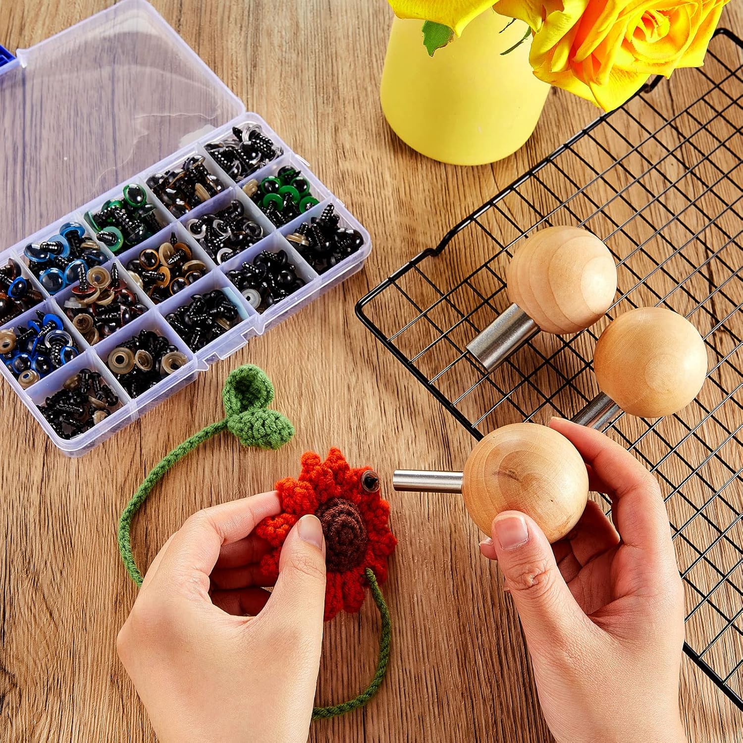 Amylove 3 Pcs Safety Eye Tool Auxiliary Tool for Attaching Safety Eyes for Crocheting Crochet DIY Stuffed Animal Install Doll Making Supplies Craft, 3 Size - Image 4