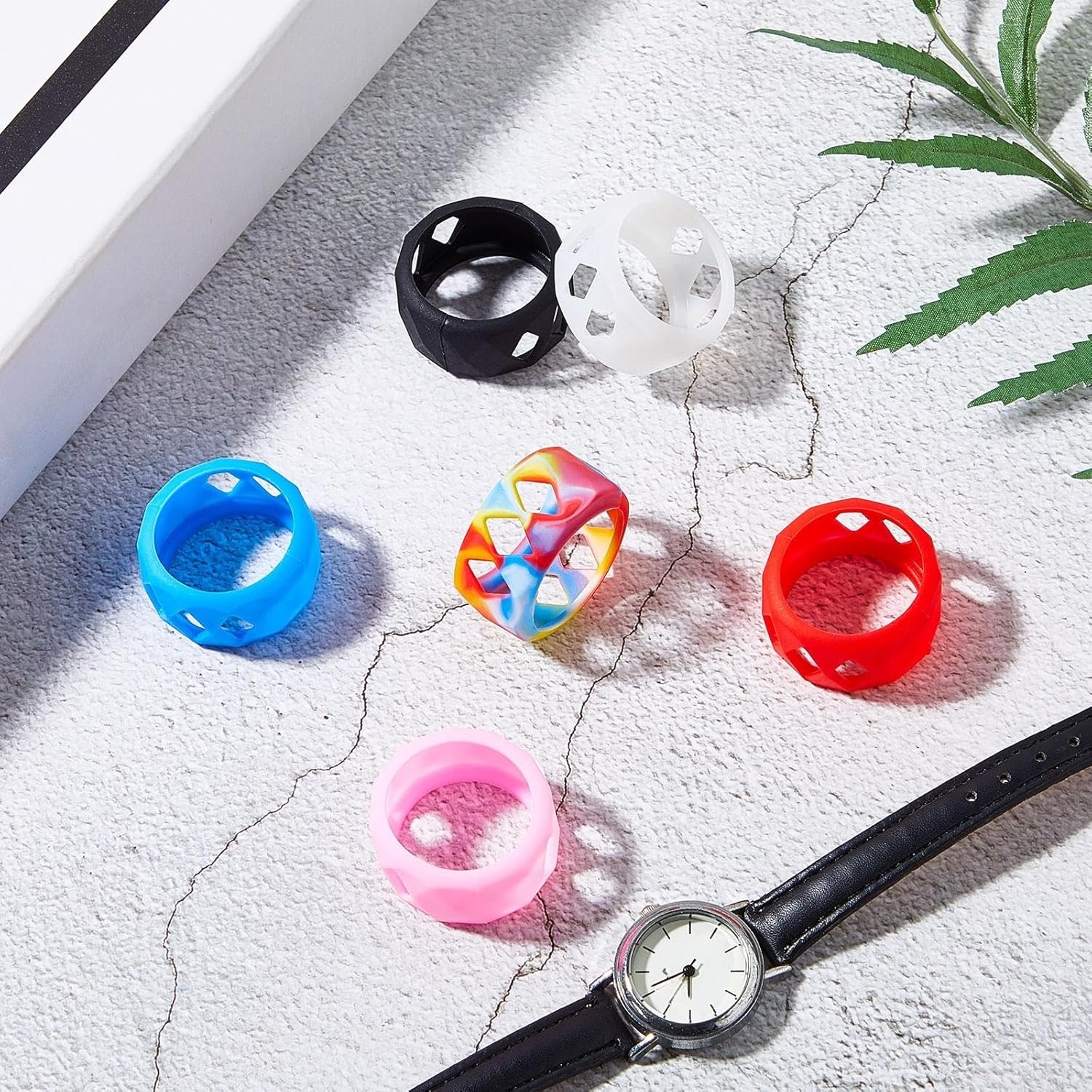 Amylove 6 Pieces Silicone Anti Slip Ring Non Skid Band Ring Soft Protection Sleeve 25 x 17 mm - Image 3