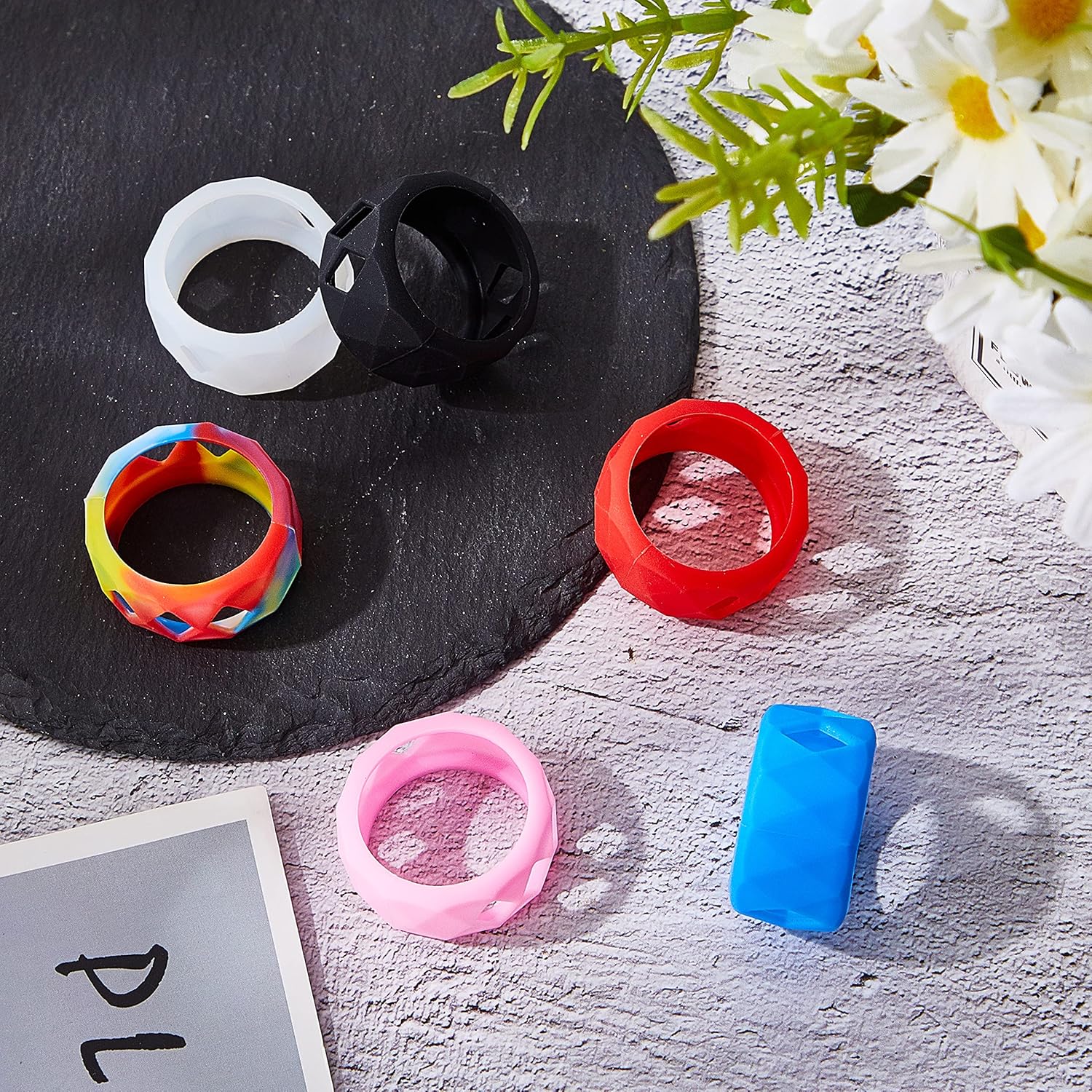 Amylove 6 Pieces Silicone Anti Slip Ring Non Skid Band Ring Soft Protection Sleeve 25 x 17 mm - Image 4