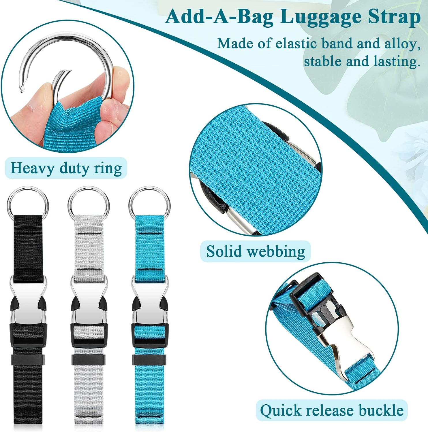 Amylove 3 Pcs Add a Bag Luggage Straps Gripper Heavy Duty Jacket Valises Strap for Travel Belt with Buckle Adjustable Baggage - Image 2
