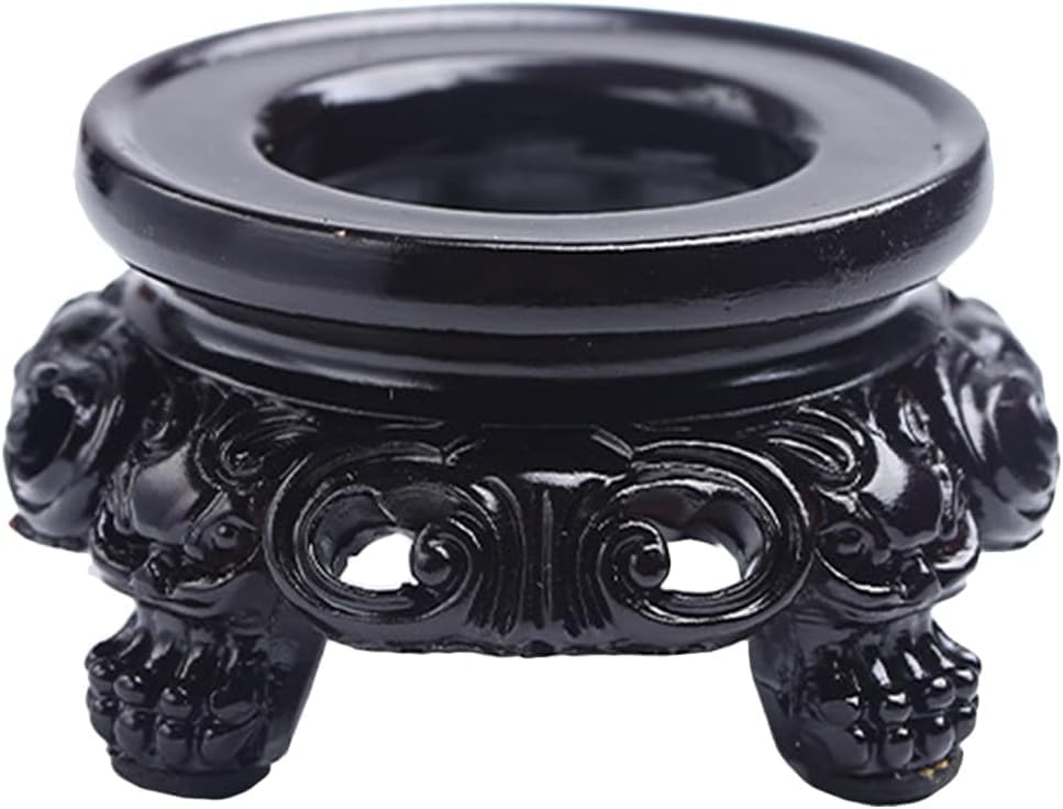 2Pcs Black Wooden Display Stand for Crystal Sphere Quartz Ball Holder Hollow Wood Stand Base for Crystal Ball Sphere Globe Stone Decoration Display Pedestals Home Decor,Crystal Ball Stand，Sphere Holder - Image 1