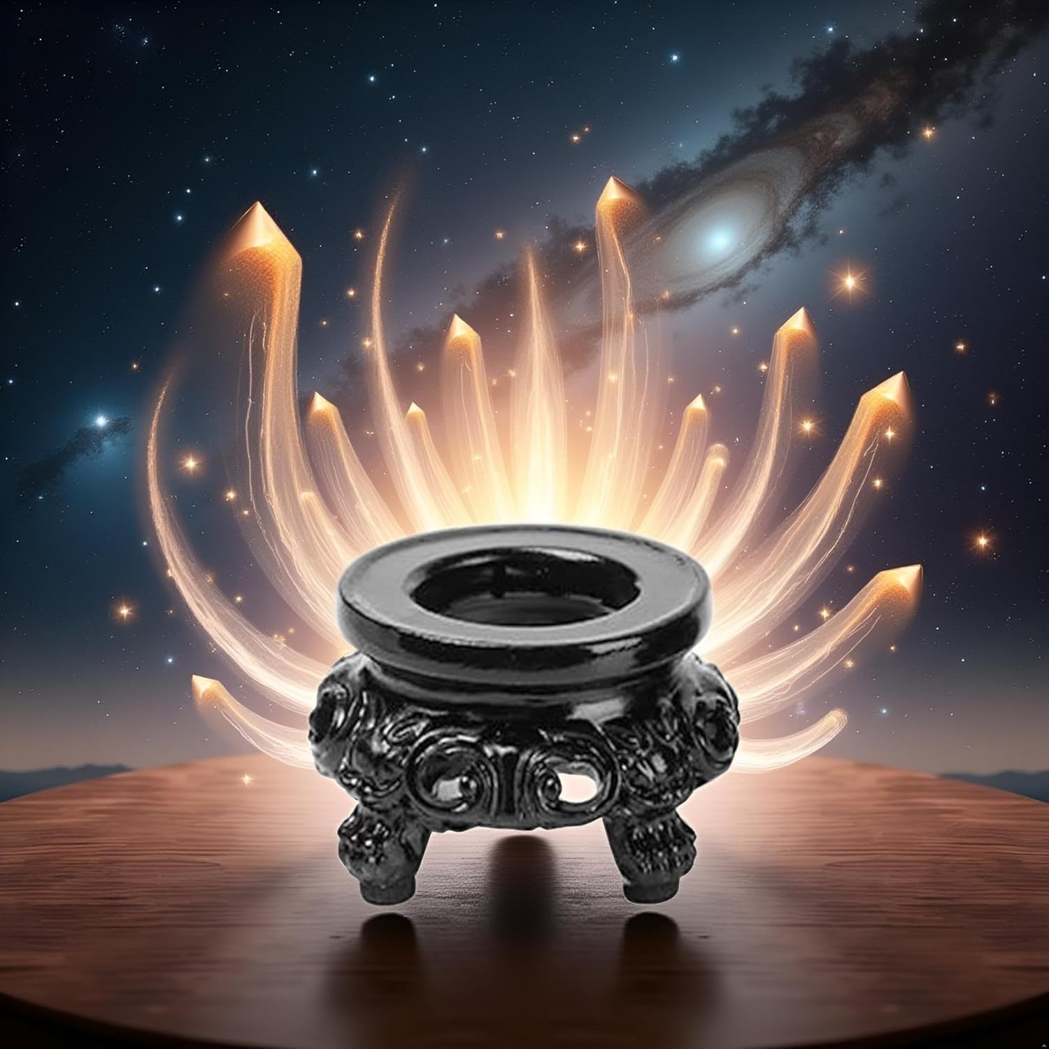 2Pcs Black Wooden Display Stand for Crystal Sphere Quartz Ball Holder Hollow Wood Stand Base for Crystal Ball Sphere Globe Stone Decoration Display Pedestals Home Decor,Crystal Ball Stand，Sphere Holder - Image 2