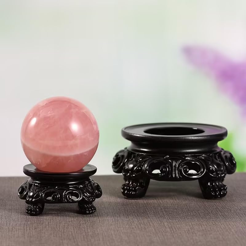 2Pcs Black Wooden Display Stand for Crystal Sphere Quartz Ball Holder Hollow Wood Stand Base for Crystal Ball Sphere Globe Stone Decoration Display Pedestals Home Decor,Crystal Ball Stand，Sphere Holder - Image 5