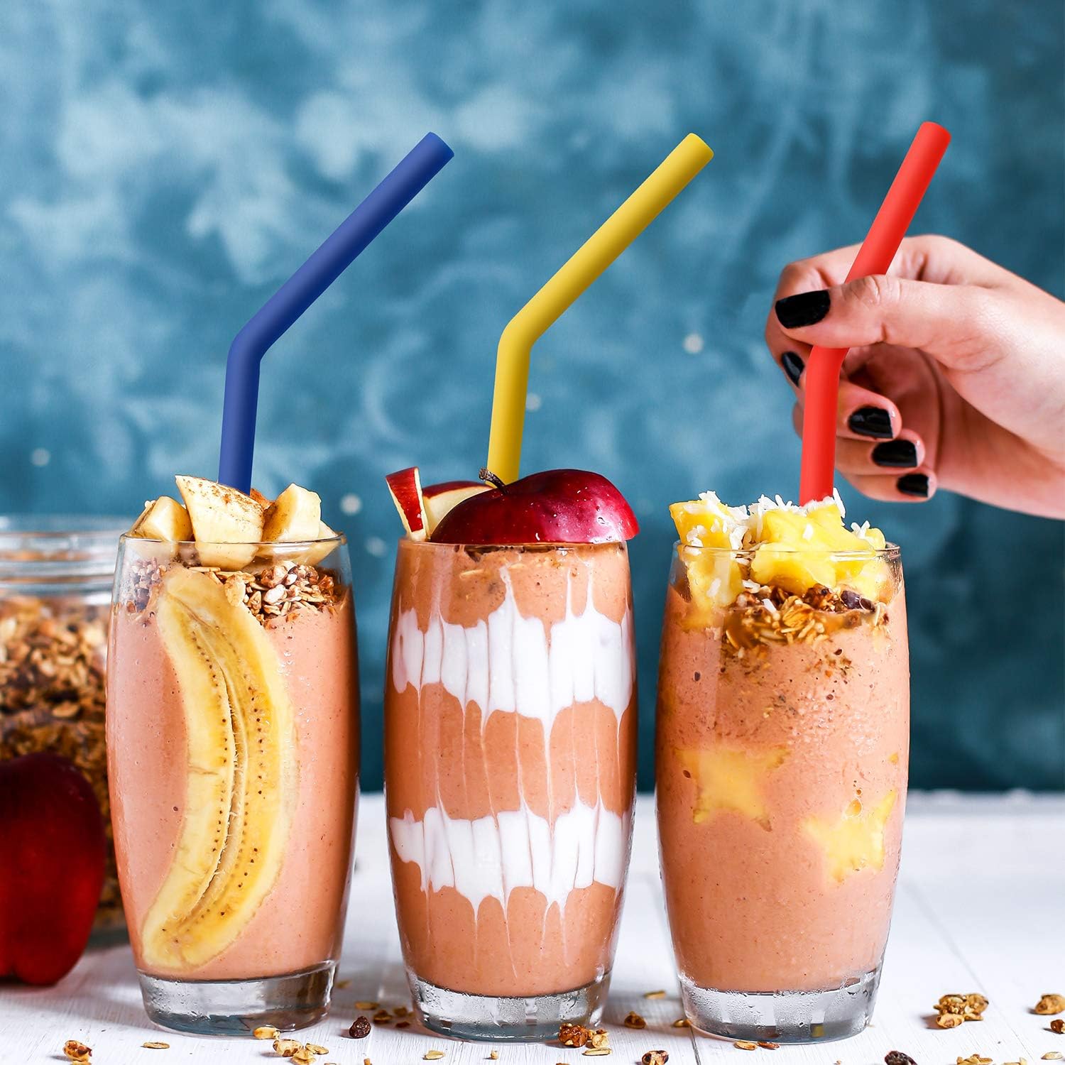 Reusable Silicone Straws, Long Flexible Silicone Drinking Straws with Cleaning Brushes for 30 oz Tumblers - 10 Pieces - BPA-Free - No Rubber Taste - Image 5
