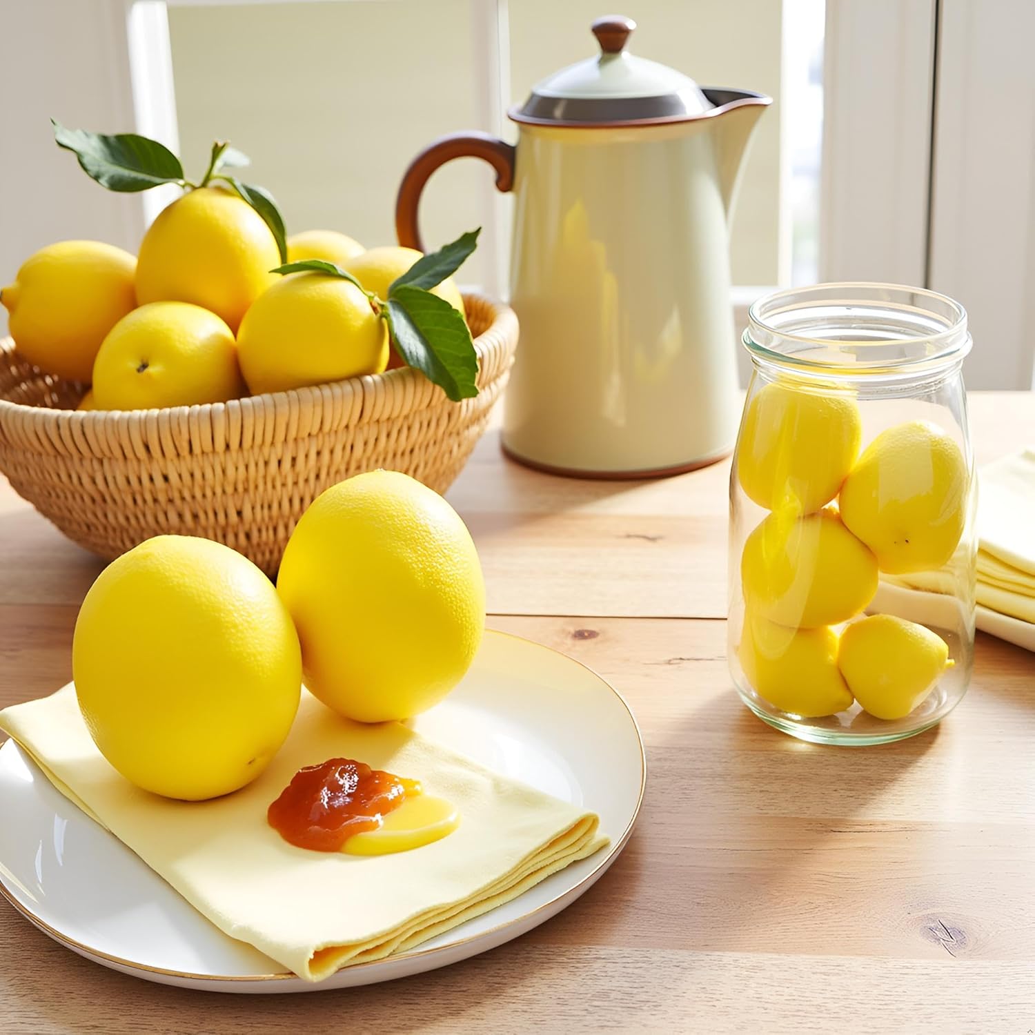 4 Pcs Artificial Yellow Lemons Lifelike Fake Fruit for Home Kitchen Party Decoration Photography Prop Artificial Fruit Artificial Plants and Flowers - Image 1