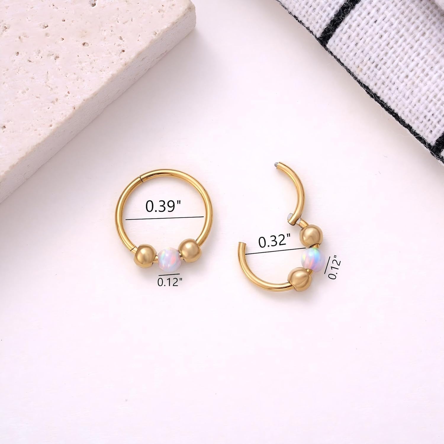 Kvekstio Opal Nose Ring Set for Women, Stainless Steel Septum Noses Body Piercing Jewelry, Cartilage Nosing Rings - Image 6