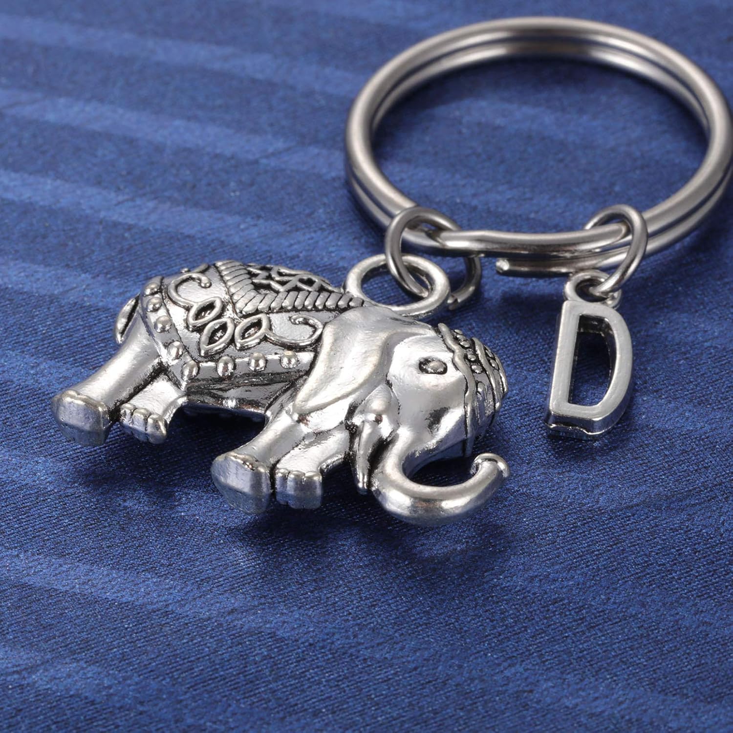 Initial Elephant Charm Keychain Elephant Keyring Elephant Lover Accessory Strength Friendship Gift for Girls Women - Image 2