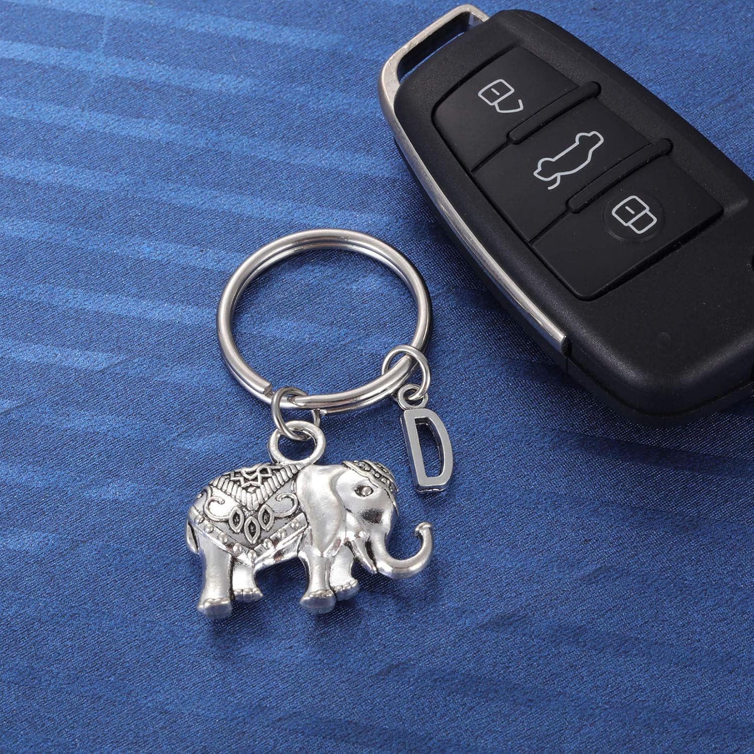 Initial Elephant Charm Keychain Elephant Keyring Elephant Lover Accessory Strength Friendship Gift for Girls Women - Image 3