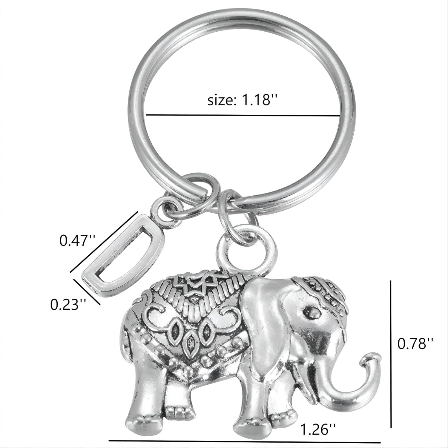 Initial Elephant Charm Keychain Elephant Keyring Elephant Lover Accessory Strength Friendship Gift for Girls Women - Image 4