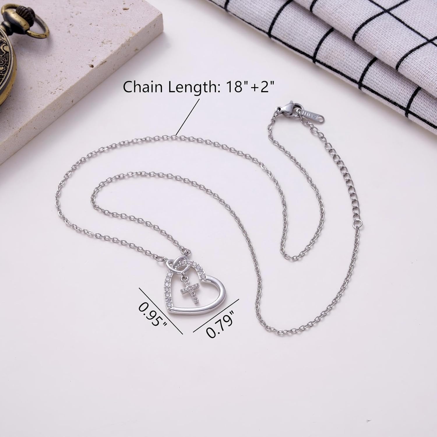 Kvekstio Christian Gift Heart Cross Necklace with Prayer Blessing Card for Teens Women, First Communion Confirmation Gift - Image 5