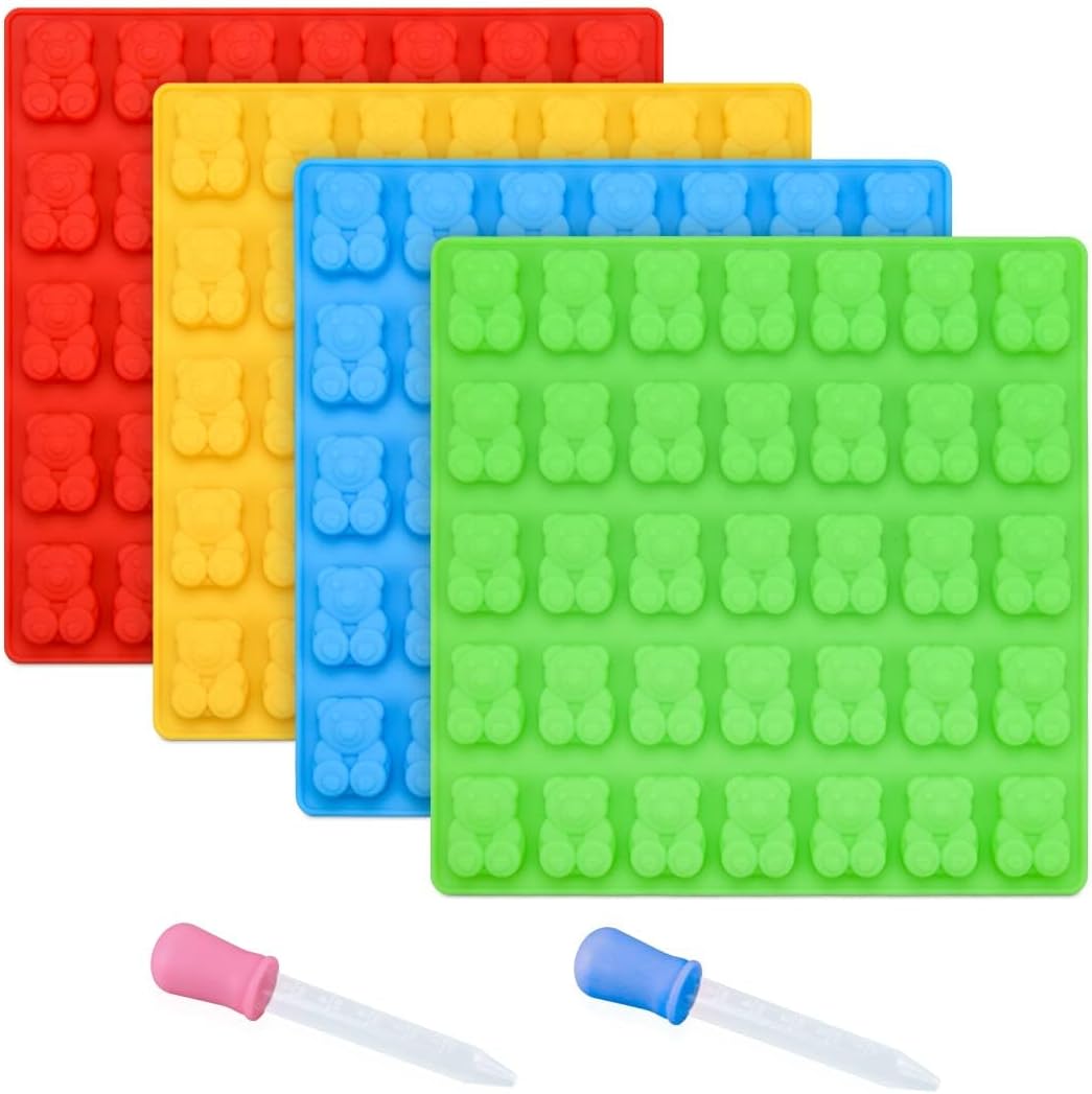 Gummy Bear Molds Candy Molds - 1 Inch Gummy Molds Bear Large Chocolate Molds Silicone 4 Pack LFGB Pinch Test Approved Best Food Grade Silicone - Image 1