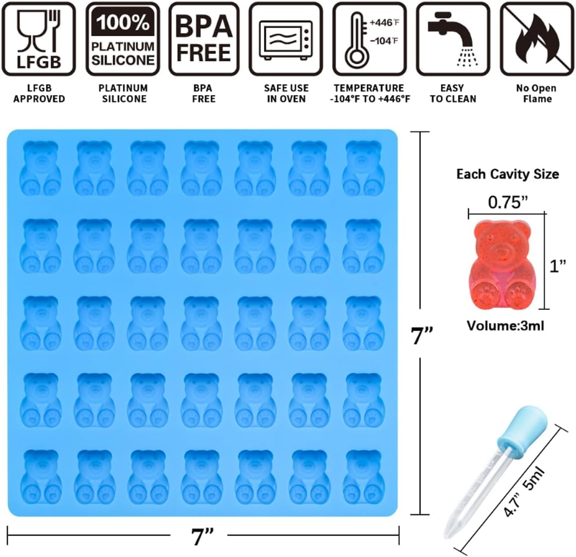 Gummy Bear Molds Candy Molds - 1 Inch Gummy Molds Bear Large Chocolate Molds Silicone 4 Pack LFGB Pinch Test Approved Best Food Grade Silicone - Image 3