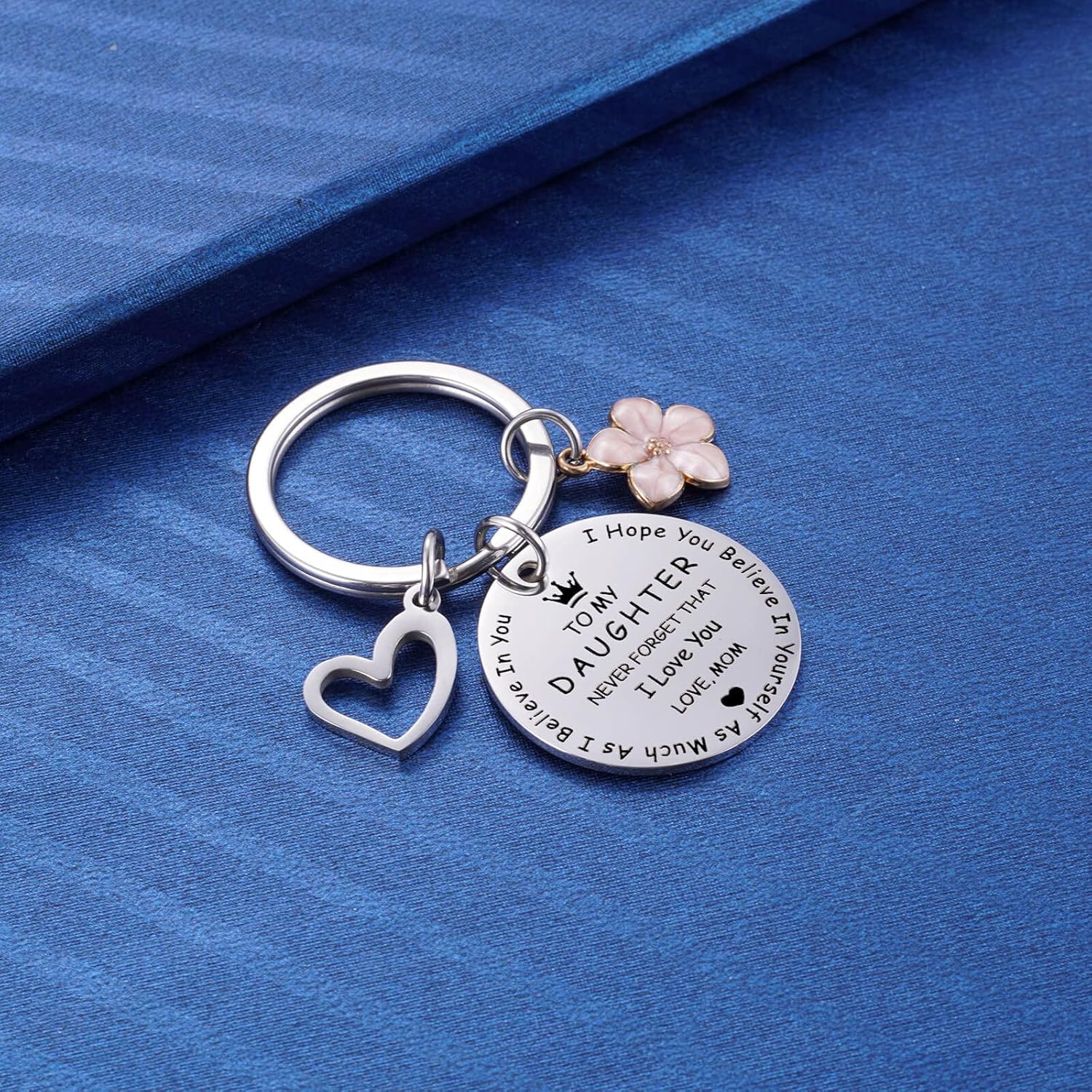 to My Daughter Keychain Gifts, Inspirational Graduation for Daughters from Mom, Sweet 16 18th 21st Birthday I Love You Keychain for Teen Girls - Image 1