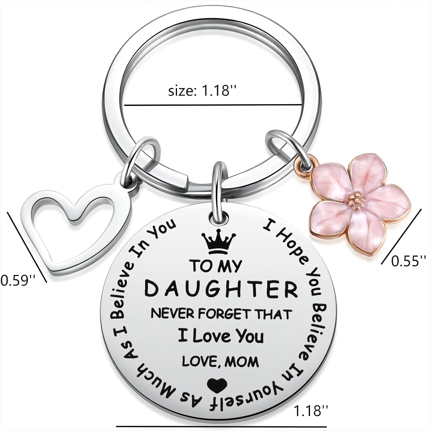 to My Daughter Keychain Gifts, Inspirational Graduation for Daughters from Mom, Sweet 16 18th 21st Birthday I Love You Keychain for Teen Girls - Image 5