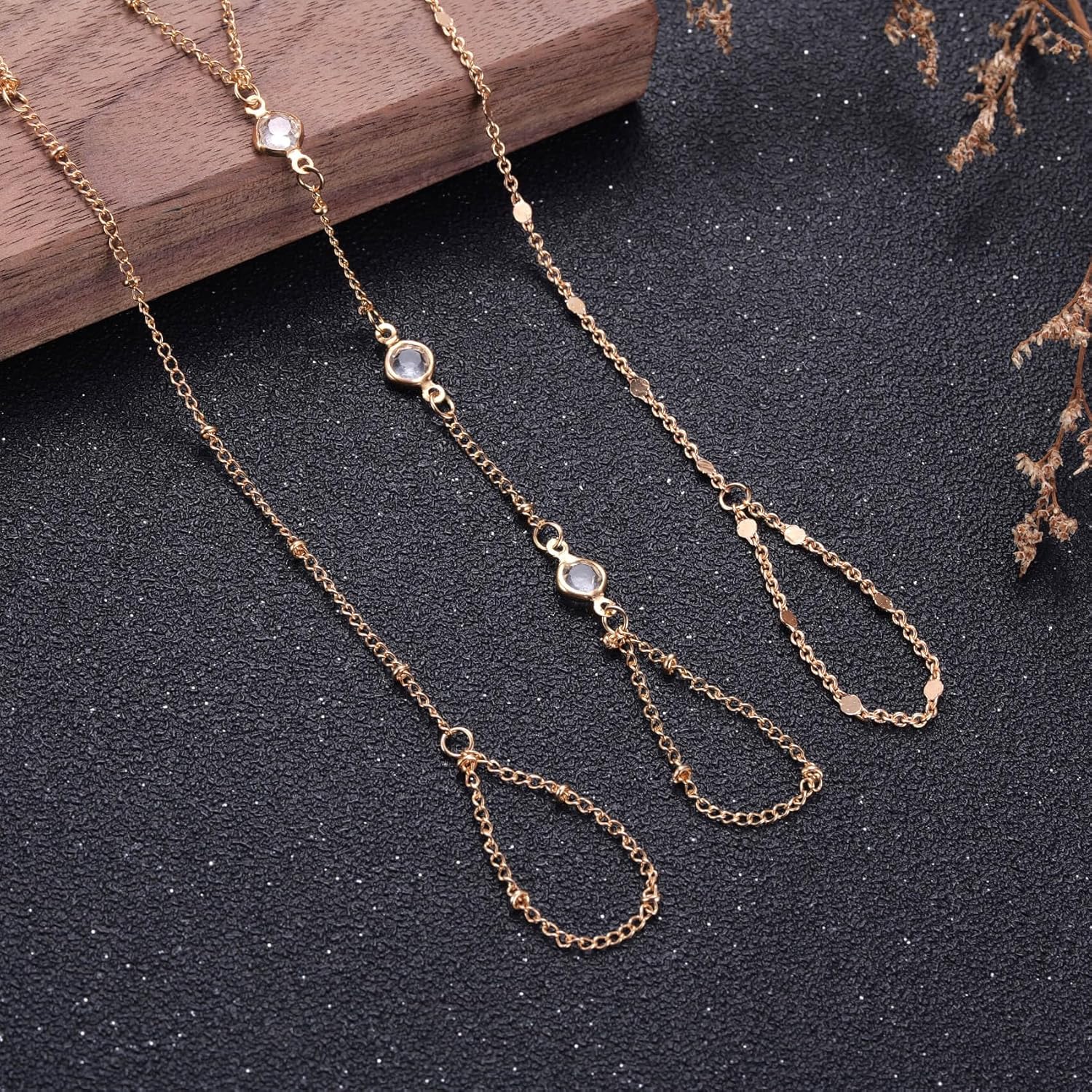 3 Pack Gold Hand Chain Bracelet Set for Women – Dainty Layered Finger Ring Bracelets, Boho Wrist Accessory for Wedding Prom Beach Party, Elegant Hand Jewelry Gift for Bridesmaids Daughter - Image 2