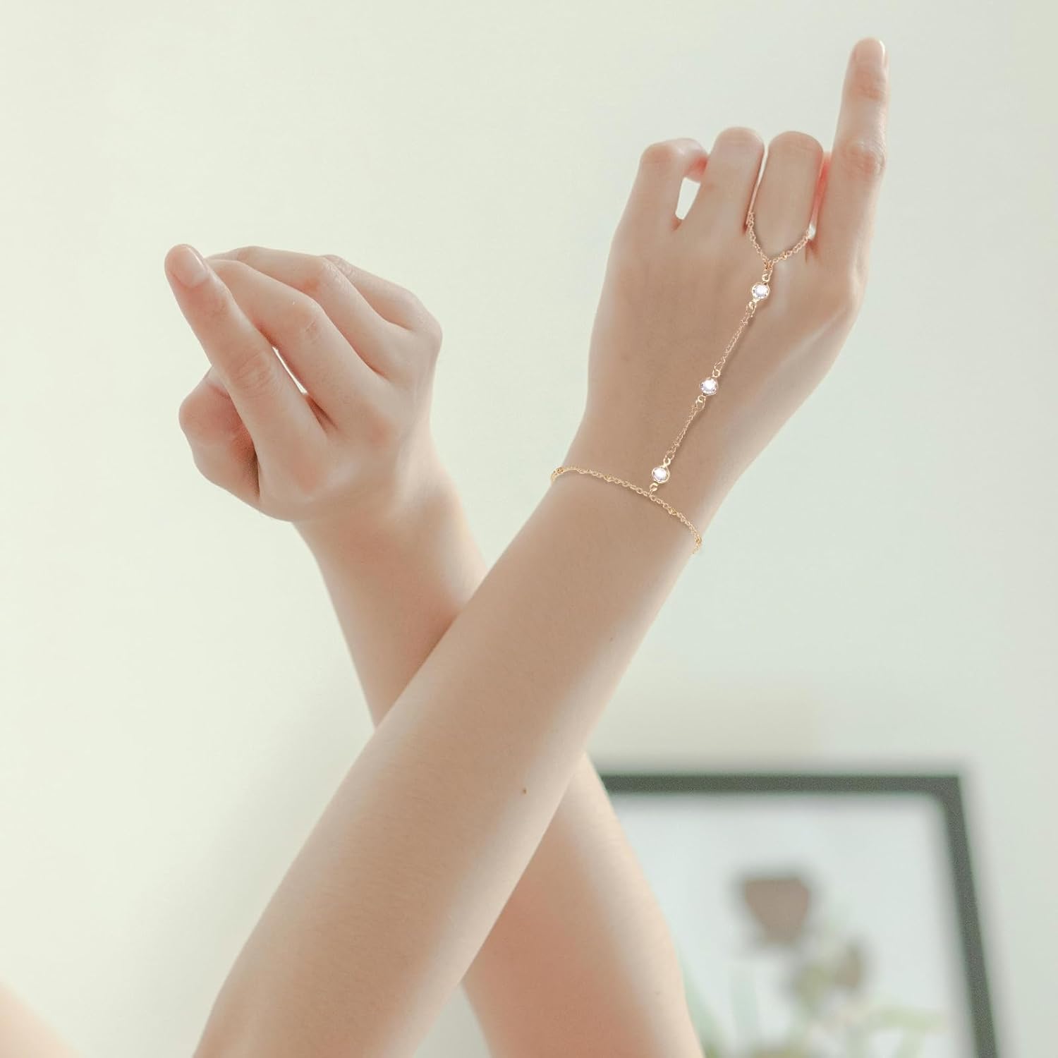 3 Pack Gold Hand Chain Bracelet Set for Women – Dainty Layered Finger Ring Bracelets, Boho Wrist Accessory for Wedding Prom Beach Party, Elegant Hand Jewelry Gift for Bridesmaids Daughter - Image 3