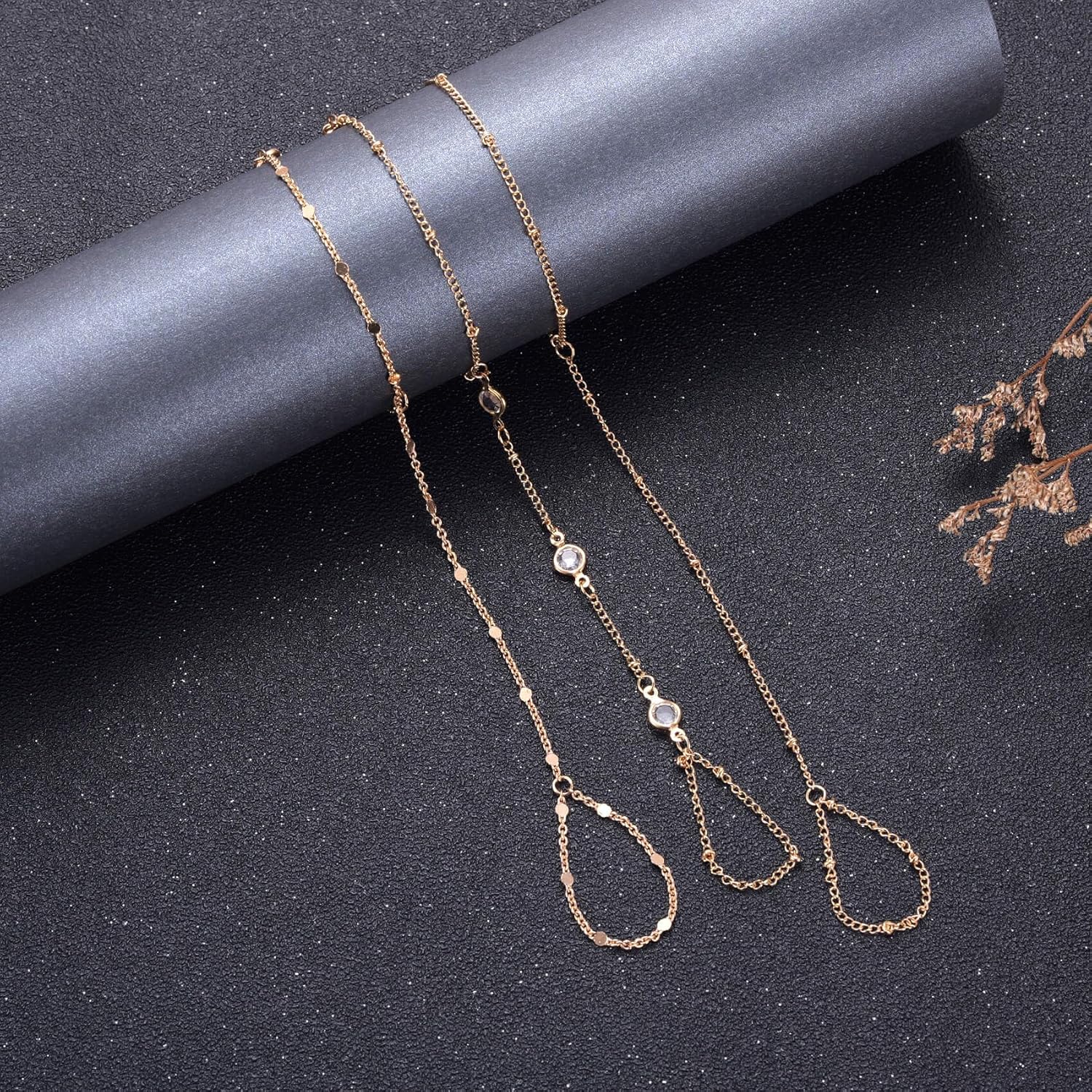 3 Pack Gold Hand Chain Bracelet Set for Women – Dainty Layered Finger Ring Bracelets, Boho Wrist Accessory for Wedding Prom Beach Party, Elegant Hand Jewelry Gift for Bridesmaids Daughter - Image 7