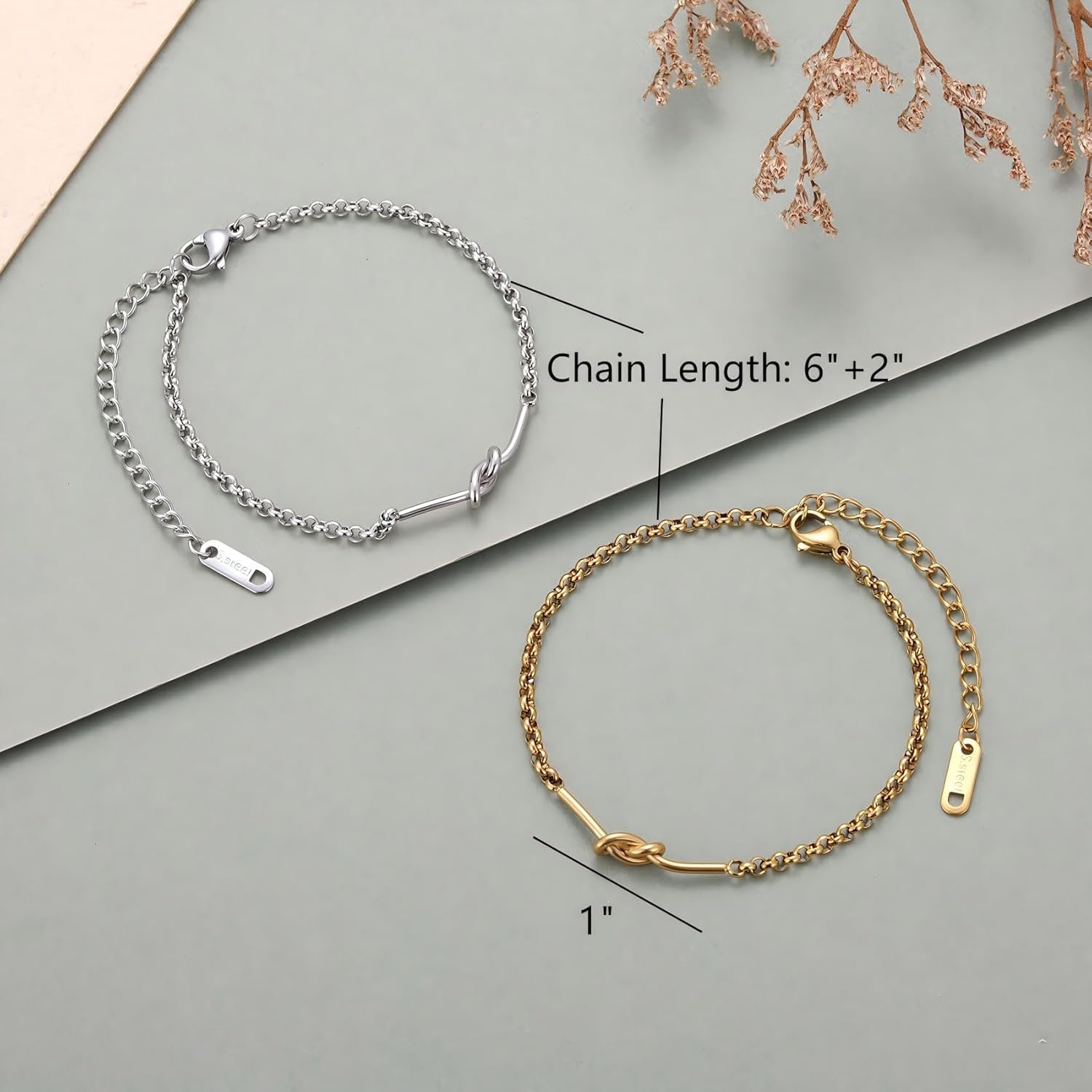 Kvekstio Set of 2 Friendship Knot Bracelets for Women – Gold & Silver Matching Chain Bracelets for Best Friends Besties or Bridesmaids, Meaningful Long-Distance Gift for Birthday Christmas Wedding - Image 6