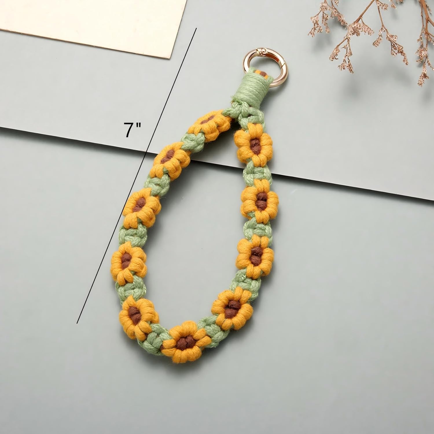 Kvekstio Macrame Keychain Wristlet Keychain, Weavea Floral Keyring Holder Bracelet Cute Lanyard Key Chain for Women - Image 6