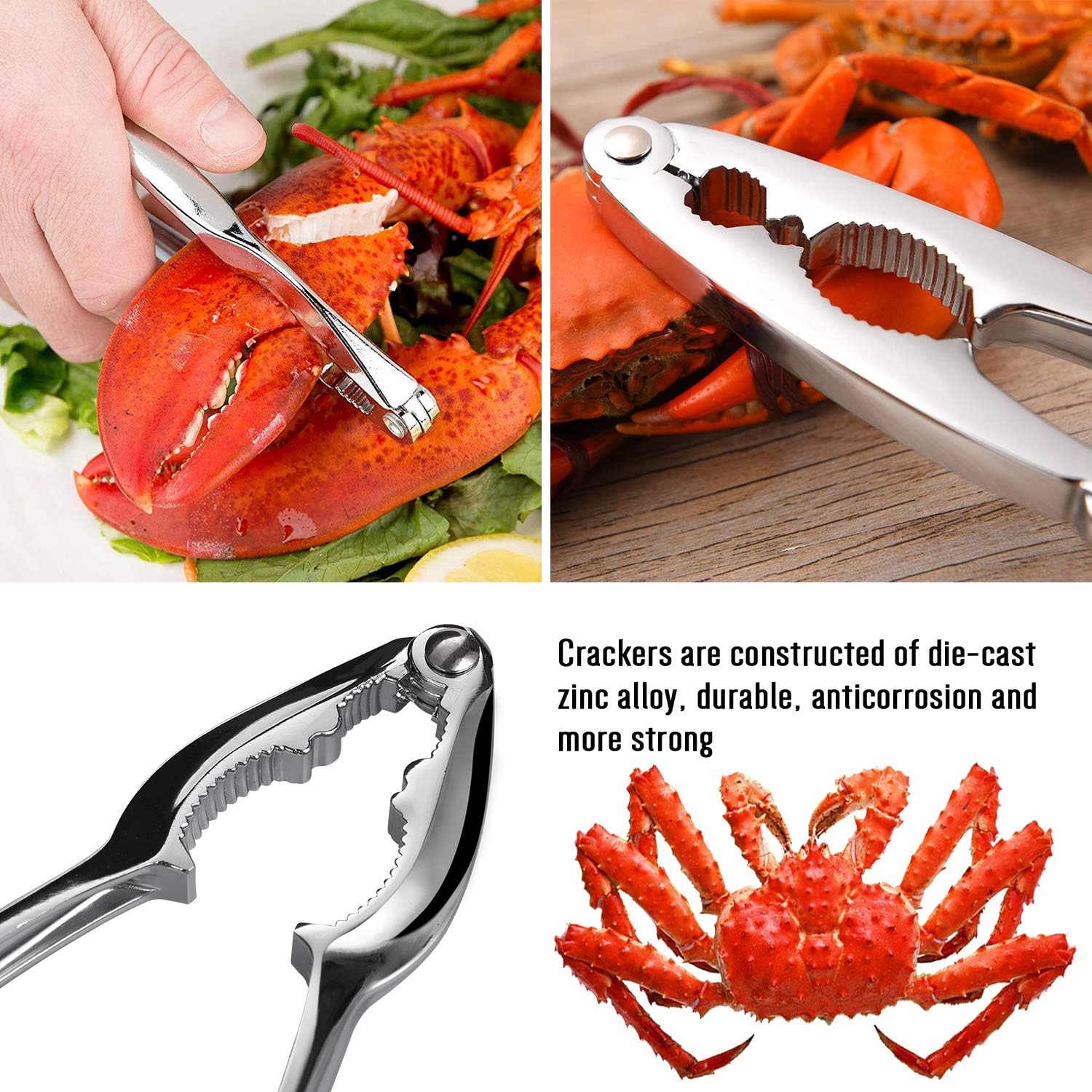 4-Person Seafood Tools Set includes 2 Crab Crackers, 4 Lobster Shellers, 4 Crab Leg Forks/Picks and 1 Seafood Scissors - Nut Cracker Set - Image 3