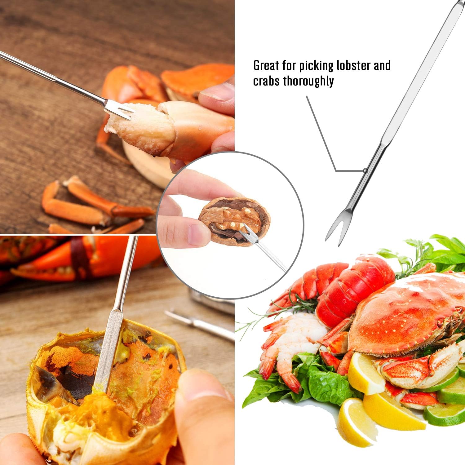 4-Person Seafood Tools Set includes 2 Crab Crackers, 4 Lobster Shellers, 4 Crab Leg Forks/Picks and 1 Seafood Scissors - Nut Cracker Set - Image 5