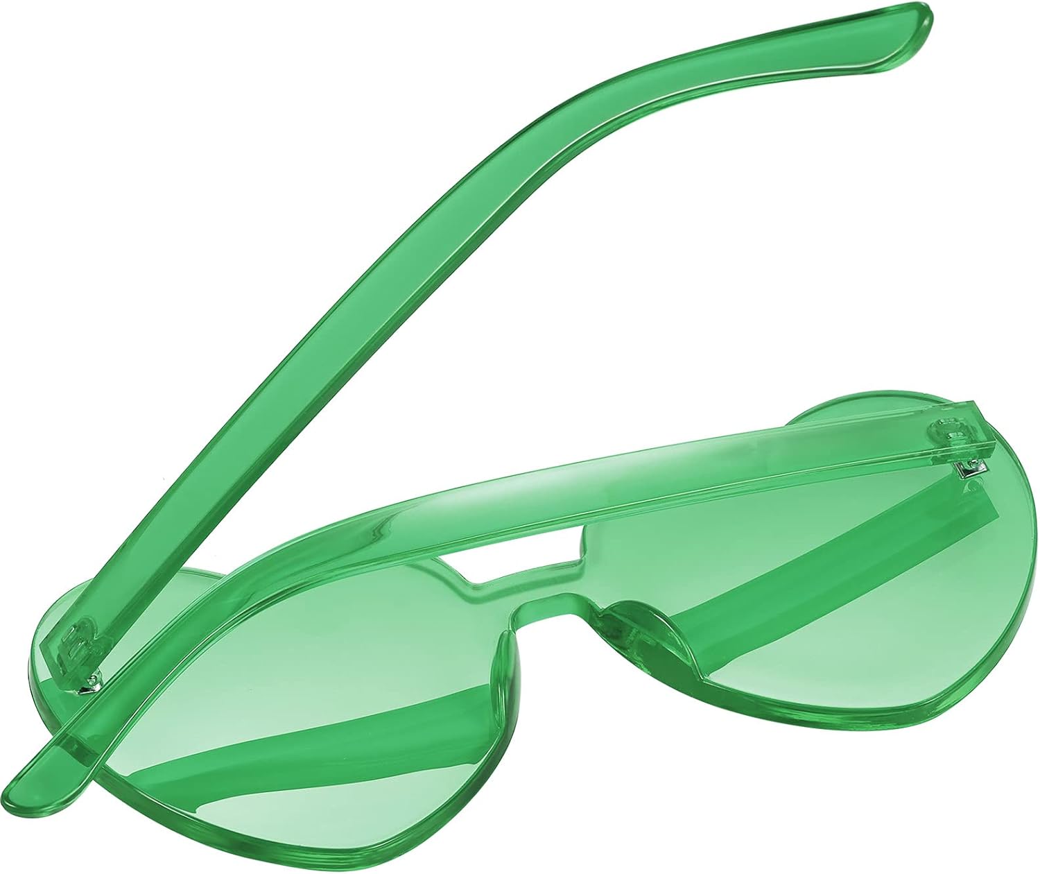 Maxdot 2 Pieces Heart Shape Rimless Sunglasses Transparent Candy Color Frameless Glasses Love Eyewear - Image 3