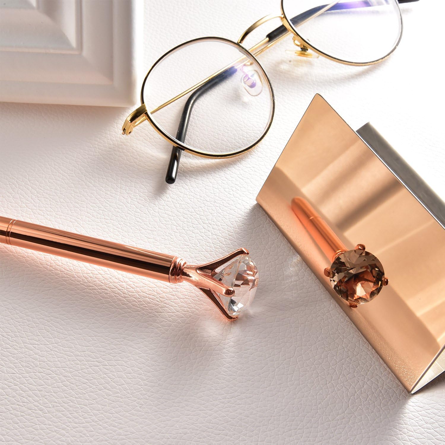 Maxdot Rose Gold Business Card Holders Stainless Steel Name Cards Display Stand Desktop Rack Organizer for Office Home Desk Accessories - Image 2
