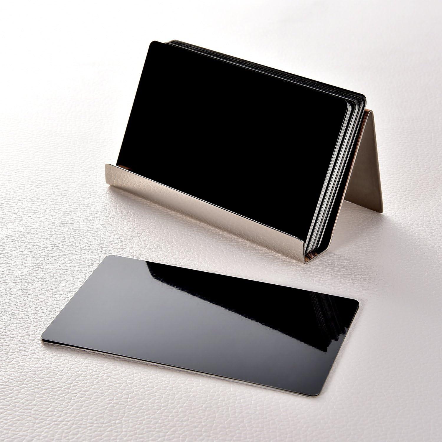 Maxdot Rose Gold Business Card Holders Stainless Steel Name Cards Display Stand Desktop Rack Organizer for Office Home Desk Accessories - Image 4