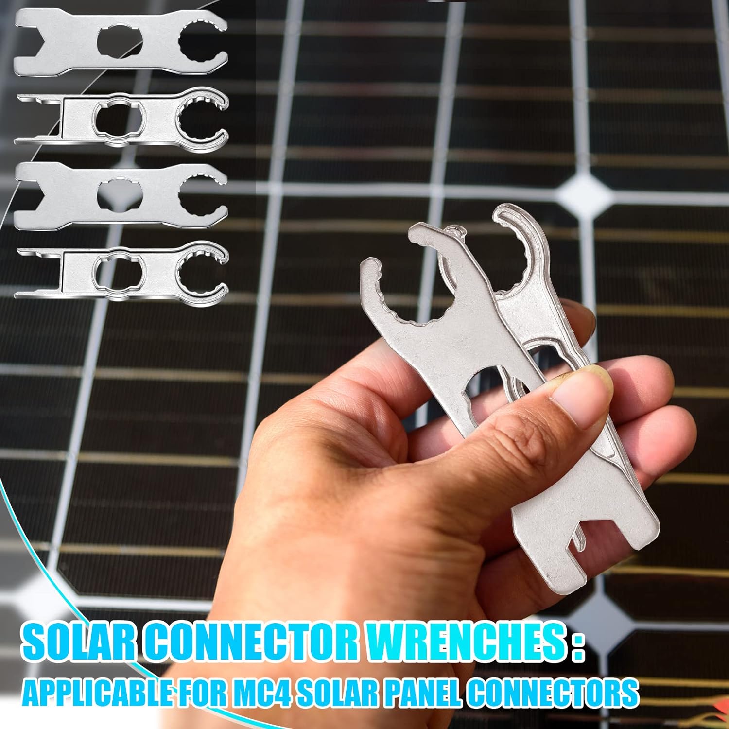 Landhoow 6 Pcs Solar Panel Connector Tool Solar Metal Spanner Wrench Solar PV Disconnect Removal Tools Crimping Tool for Solar Panel Cable PV System Wire and Connectors, Assembly and Disassembly Kit - Image 3