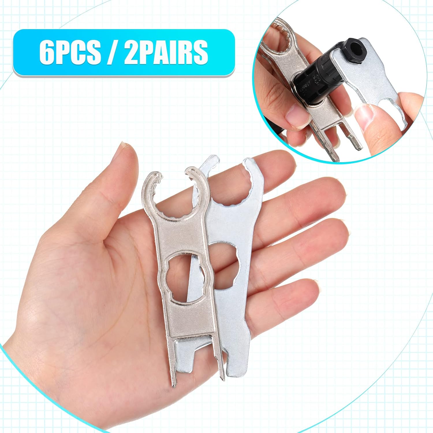 Landhoow 6 Pcs Solar Panel Connector Tool Solar Metal Spanner Wrench Solar PV Disconnect Removal Tools Crimping Tool for Solar Panel Cable PV System Wire and Connectors, Assembly and Disassembly Kit - Image 5