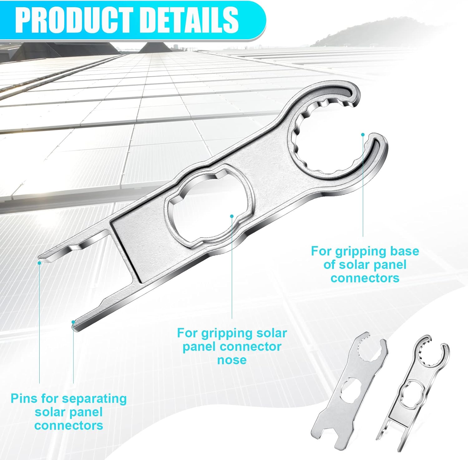 Landhoow 6 Pcs Solar Panel Connector Tool Solar Metal Spanner Wrench Solar PV Disconnect Removal Tools Crimping Tool for Solar Panel Cable PV System Wire and Connectors, Assembly and Disassembly Kit - Image 6