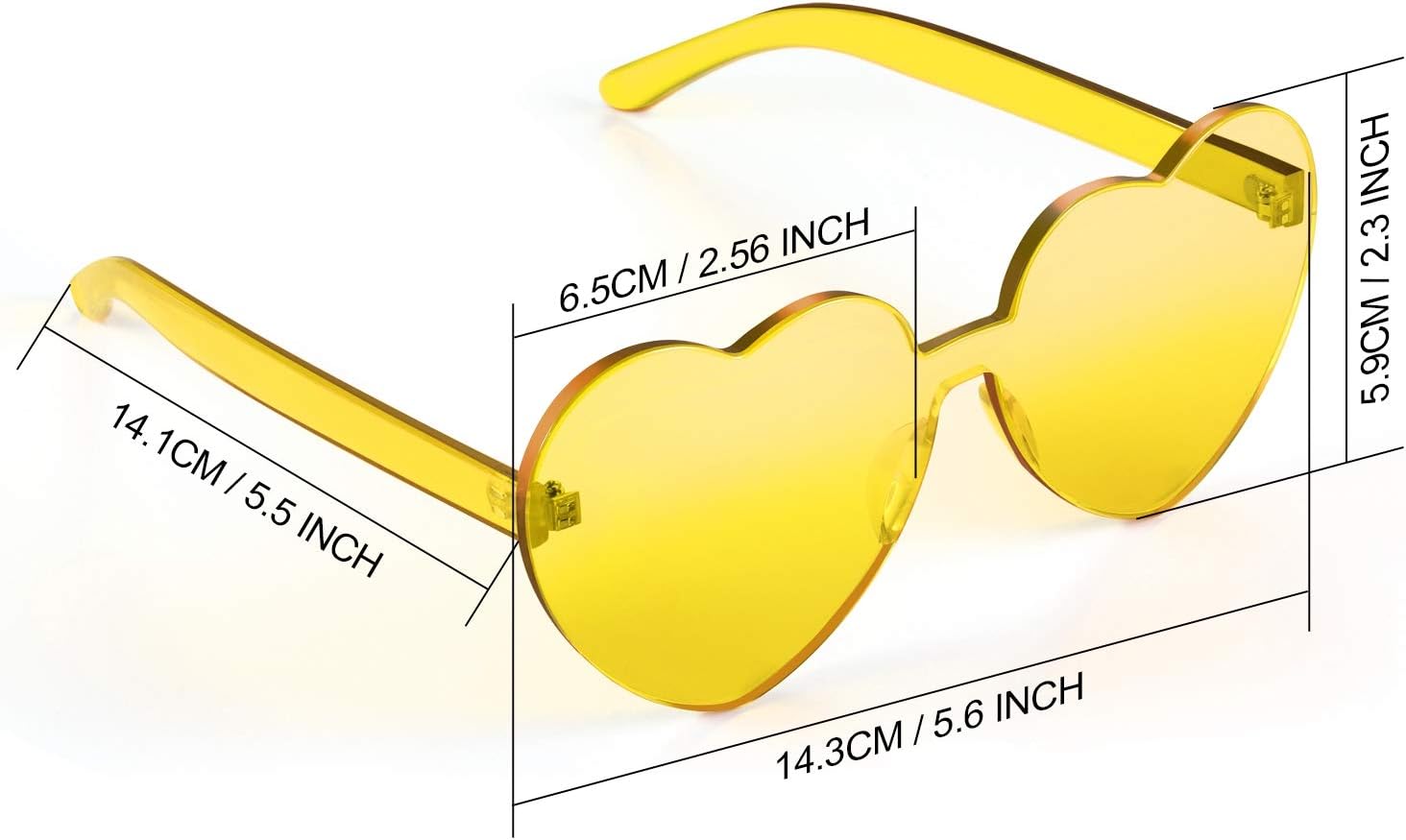 Maxdot Heart Shape Sunglasses Rimless Transparent Heart Glasses Colorful Party Favors - Image 1