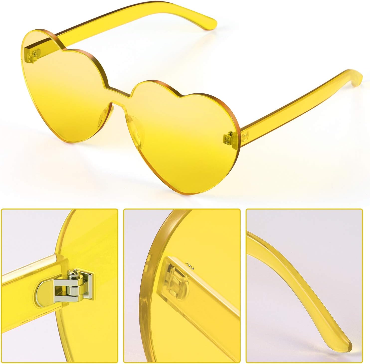 Maxdot Heart Shape Sunglasses Rimless Transparent Heart Glasses Colorful Party Favors - Image 2