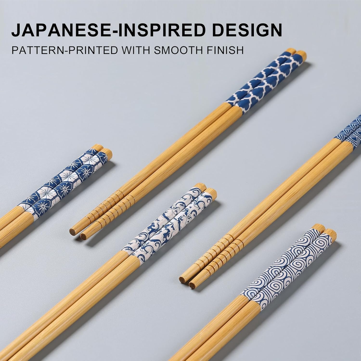 10 Pairs Reusable Bamboo Chopsticks, Japanese Style Natural Bamboo Wooden Chopstick Classic Style Chop Stick 8.8 Inch - Image 3