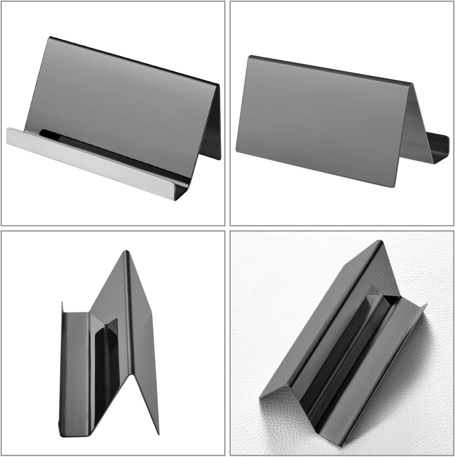 Maxdot 2 Pack Stainless Steel Business Cards Holders Desktop Credit Name Card Display Organizer for Business Mental Name Case Rack for Office Home Daily Use(Black) - Image 3