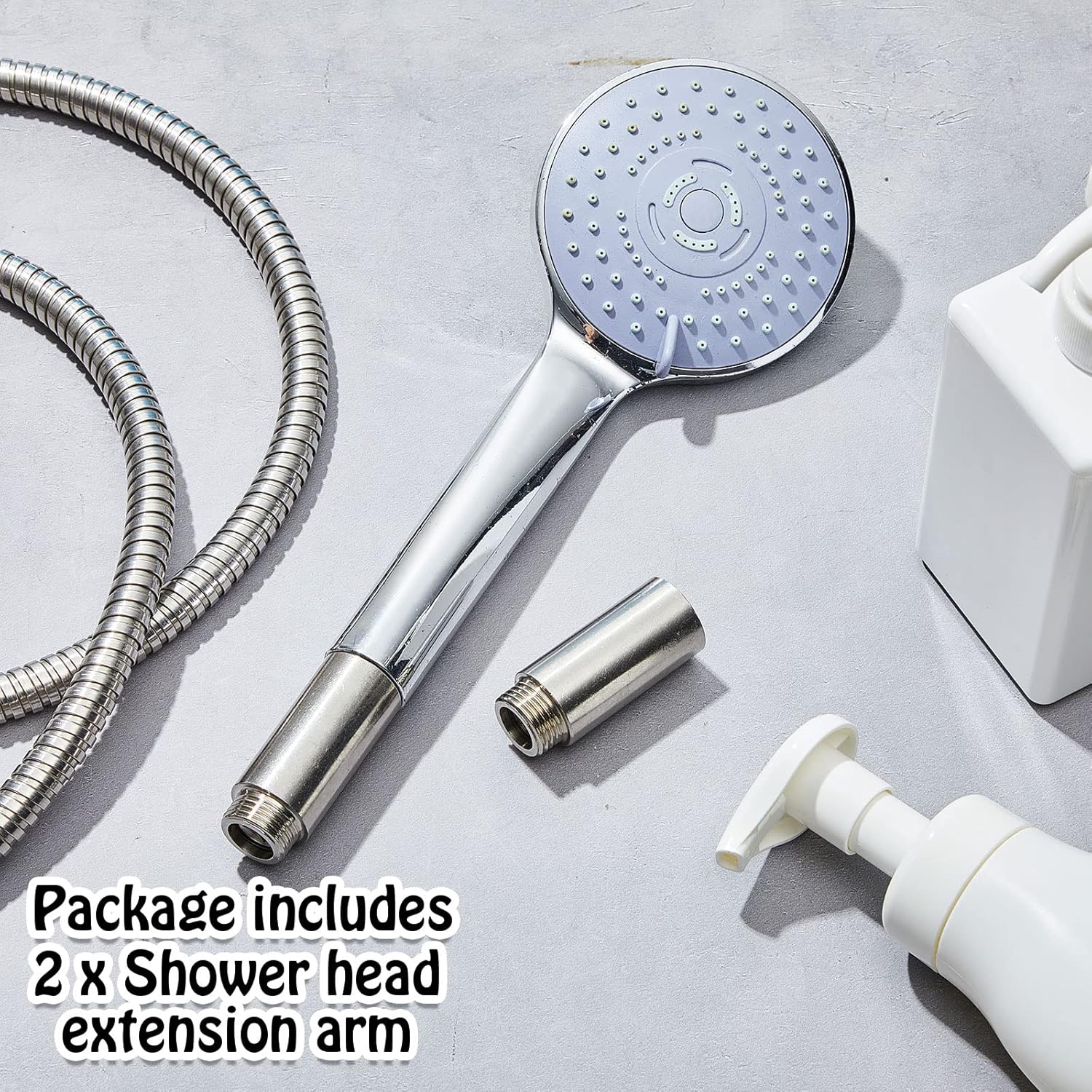 Amylove 2 Pcs Shower Head Extension Arm Stainless Steel Shower Pipe Extension 1/2pt Male to 1/2pt Female Thread Cast Pipe Fitting Coupler Adapter(2 Inch) - Image 2