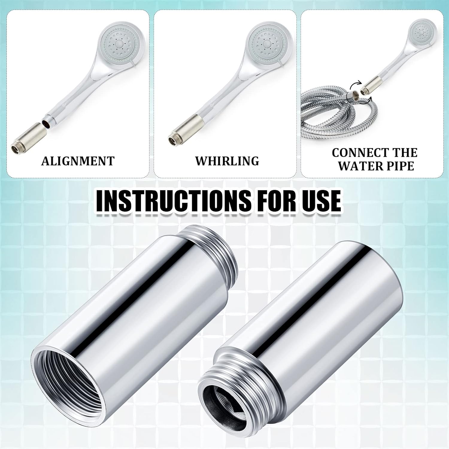 Amylove 2 Pcs Shower Head Extension Arm Stainless Steel Shower Pipe Extension 1/2pt Male to 1/2pt Female Thread Cast Pipe Fitting Coupler Adapter(2 Inch) - Image 4