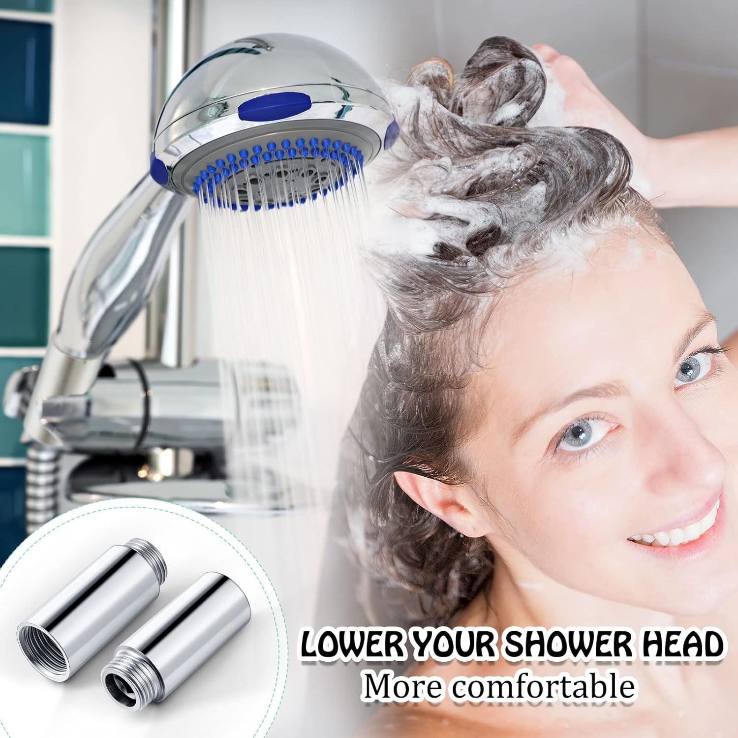 Amylove 2 Pcs Shower Head Extension Arm Stainless Steel Shower Pipe Extension 1/2pt Male to 1/2pt Female Thread Cast Pipe Fitting Coupler Adapter(2 Inch) - Image 6