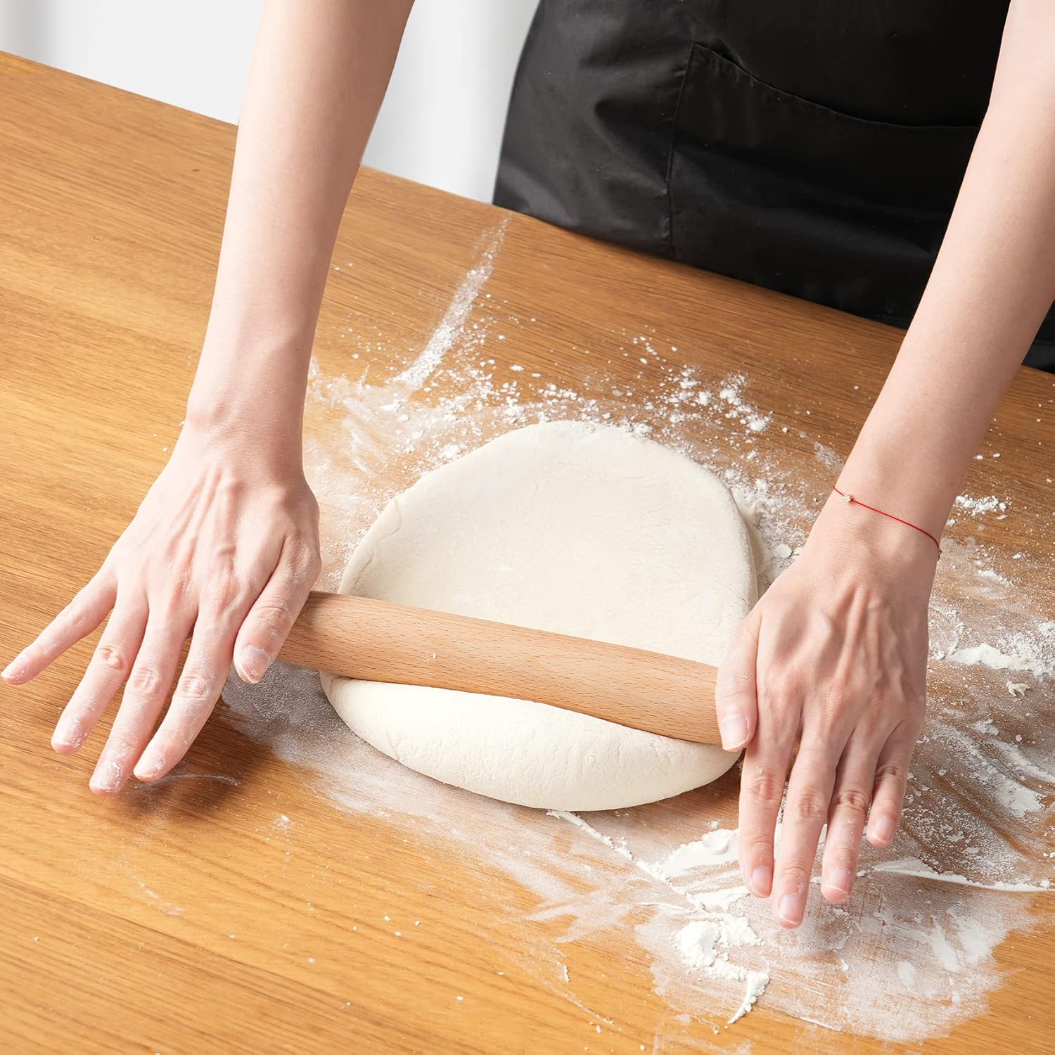 Classic French Rolling Pin for Baking - Beech Wood Tapered Rolling Pin Dough Roller for Pizza Dough, Pie Crust Cookie Fondant Dumpling 11.81-Inch - Image 3