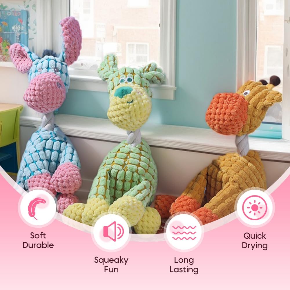 2026 New Dog Toys, Indestructible Plush Toy for Aggressive Chewers, Interactive Squeaky Soft Puppy Chew Toy, Durable Teething Toys Small Medium Large Dogs (Sky Blue) - Image 3