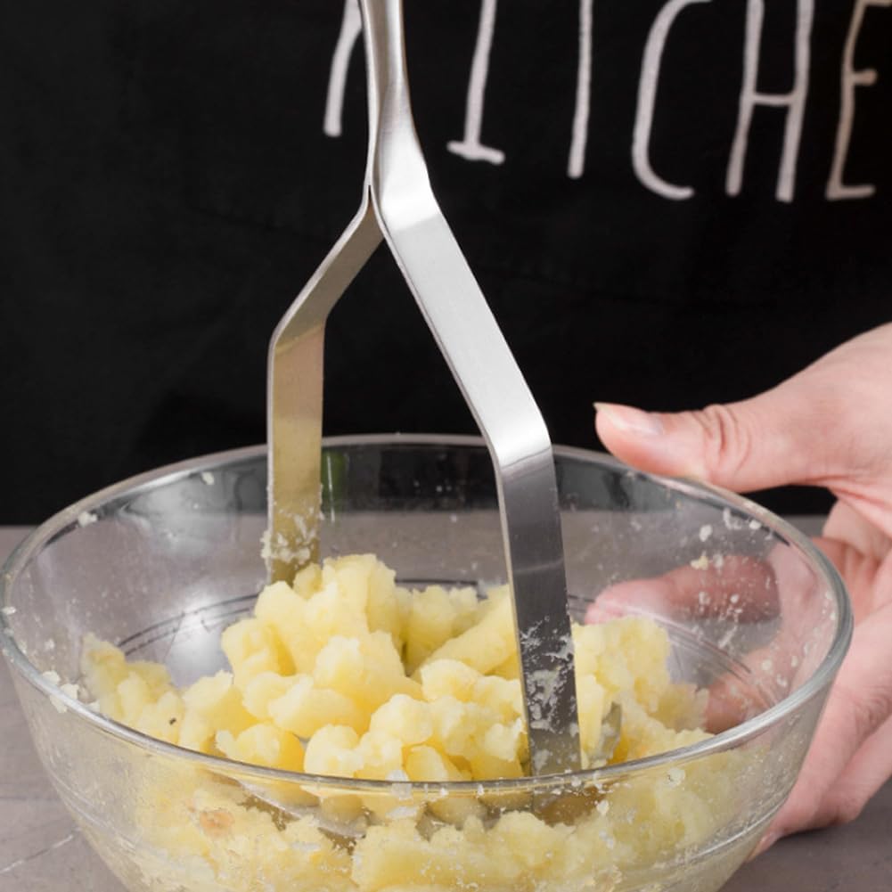 Potato Masher Stainless Steel,Mashed Potatoes Masher Kitchen Tool, Handle Potato Smasher for Potatoes,Avocado, Vegetables, Meat,12Inch Heavy Duty Metal Mashing Utensil, Dishwasher Safe - Image 3
