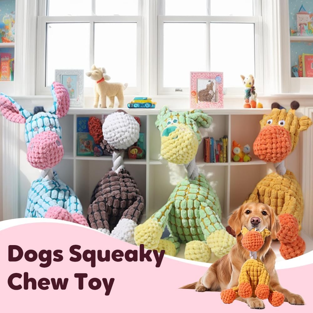Linen Dog Toys, Durable Toy with Squeaker for Small Medium Large Dogs, Chew Resistant Animal Shaped Plush Toys Warm-Hearted Companion Anxiety Relief (Monkey) Monkey - Image 2