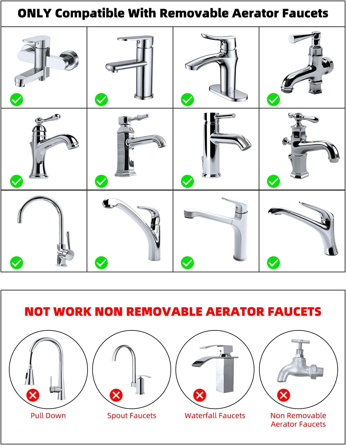 Faucet Adapter Kit, Swivel Aerator Adapter to Connect Garden Hose - Multi-Thread Kitchen Sink Faucet to Garden Hose Adapter 3/4 Inch - Chrome Finished - Image 6