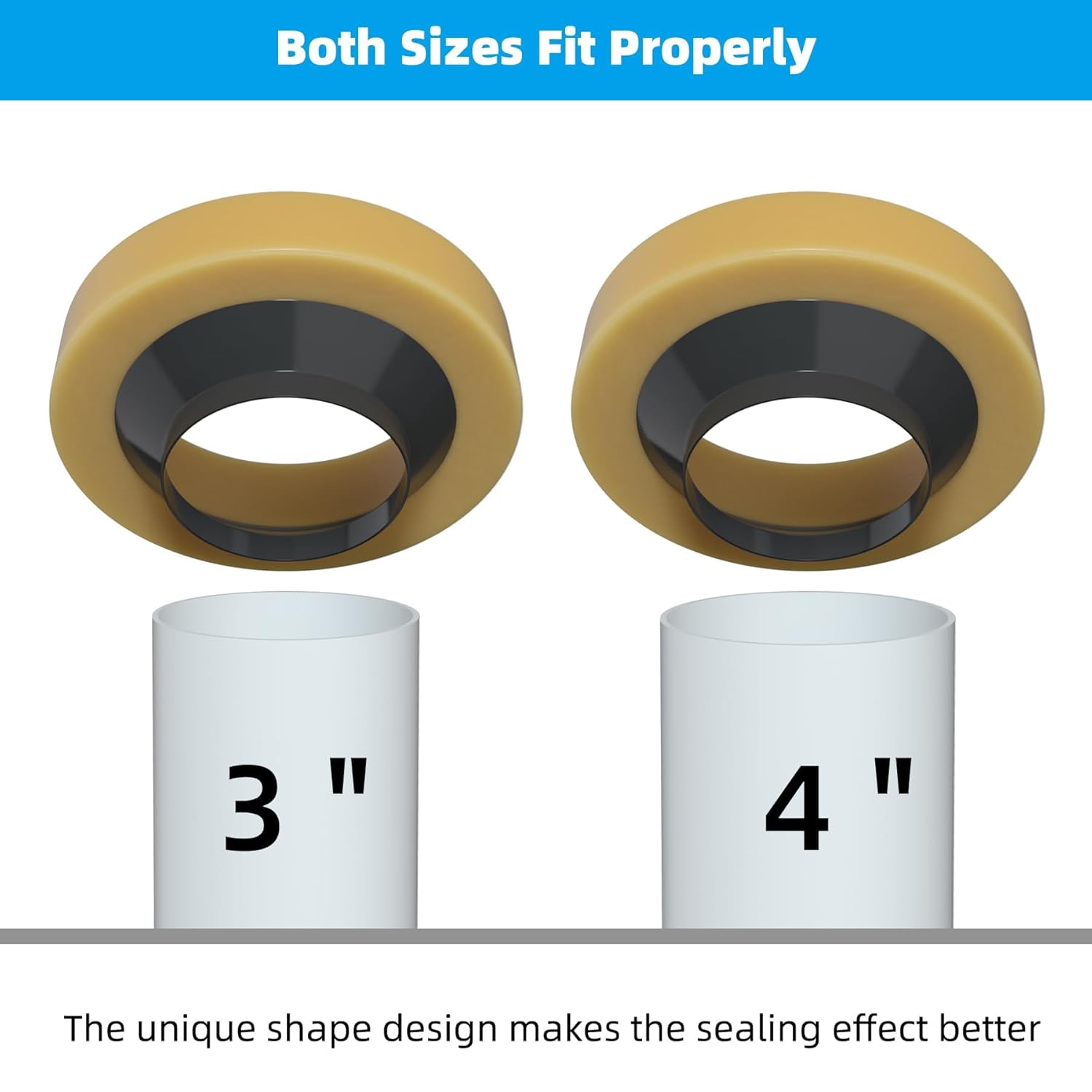 2 Pack Toilet Wax Ring, Thick Toilet Bowl Wax Ring Gasket for Toilet Bowl, Polyethylene Flange- Gas, Odor and Watertight Seal, Fits 3-inch and 4-inch Waste Line - Image 4