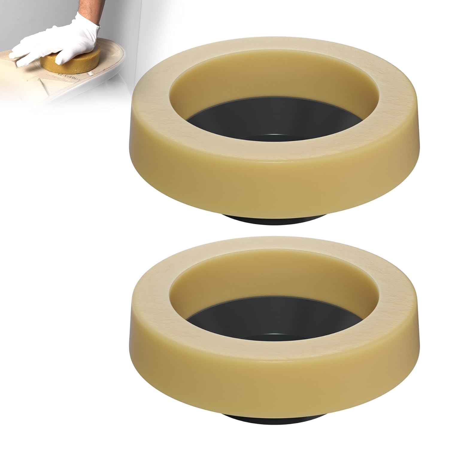 2 Pack Toilet Wax Ring, Thick Toilet Bowl Wax Ring Gasket for Toilet Bowl, Polyethylene Flange- Gas, Odor and Watertight Seal, Fits 3-inch and 4-inch Waste Line - Image 7