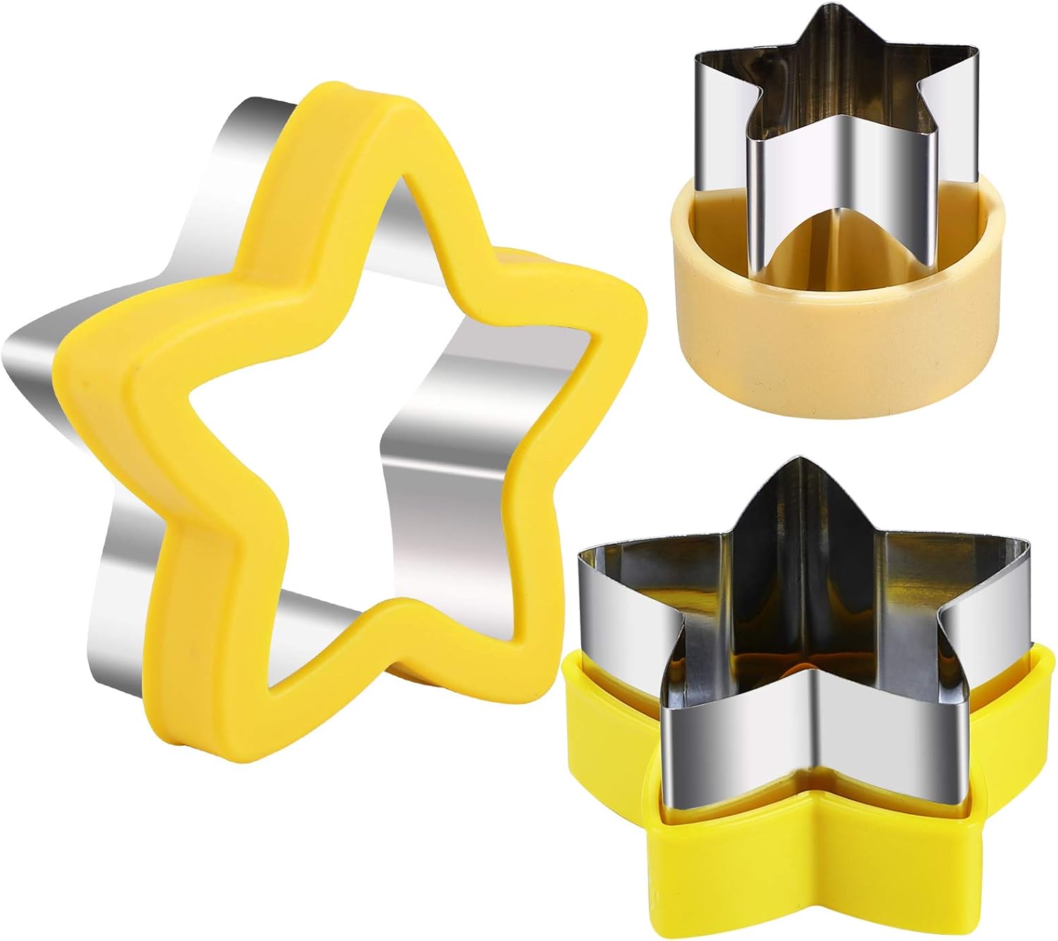 Stainless Steel Star Cookie Cutters, Mini to Large Sizes, Five-pointed Star & Vegetable Shapes Set for Kids - Image 1