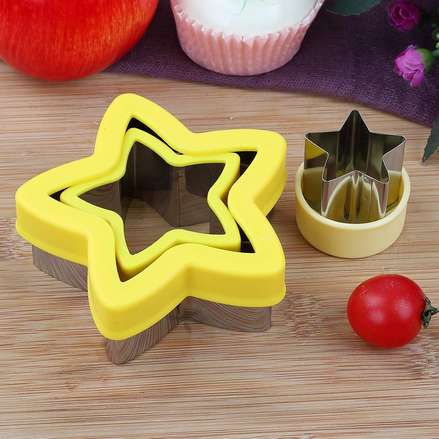 Stainless Steel Star Cookie Cutters, Mini to Large Sizes, Five-pointed Star & Vegetable Shapes Set for Kids - Image 2