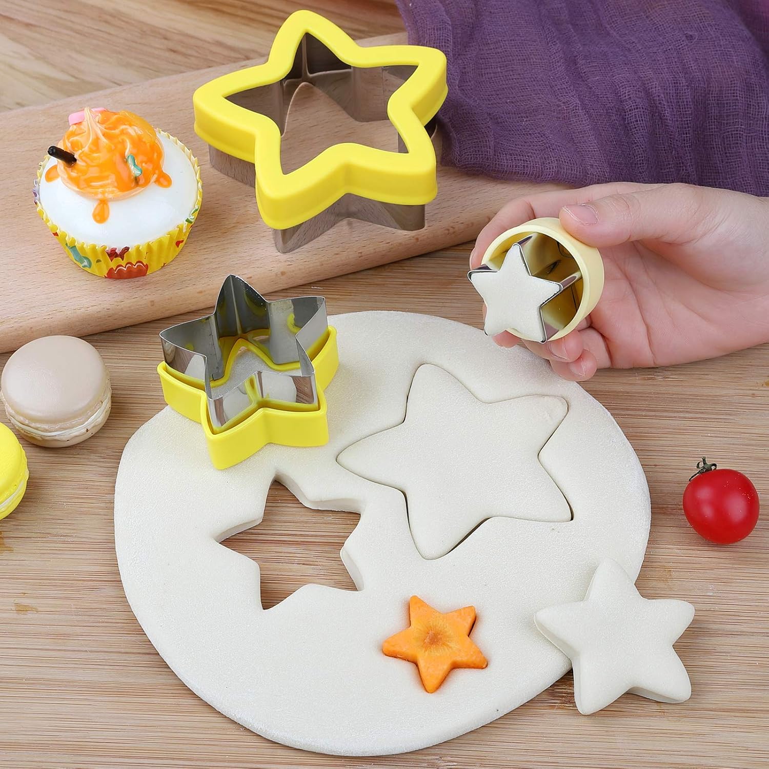 Stainless Steel Star Cookie Cutters, Mini to Large Sizes, Five-pointed Star & Vegetable Shapes Set for Kids - Image 4